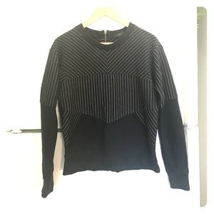 J. Crew Navy Pinstripe Zip Back Sweatshirt Size Small